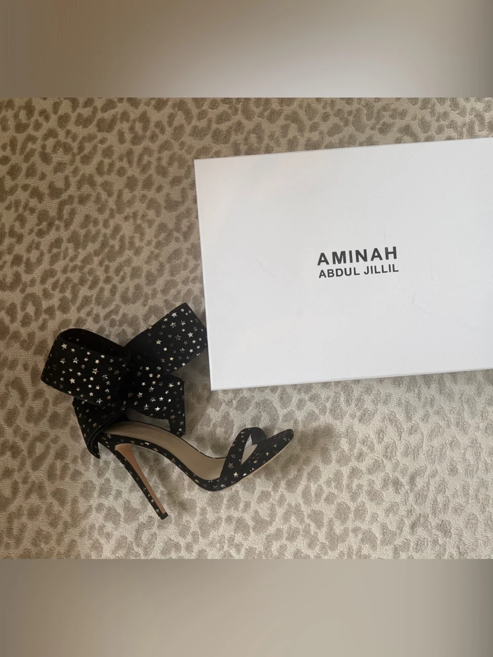 Caparros Black Star-Embellished Ankle-Tie Stilettos